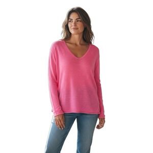 Lilly‎ Pulitzer Bleached Pink 100% Linen Lightweight V-Neck Sweater Women's XS